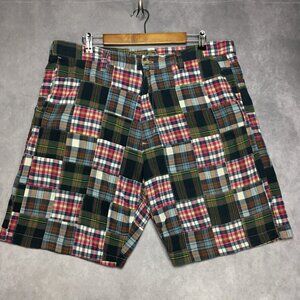 Siegfried Mens Patchwork Shorts size 38 Multicolor Plaid Cotton India Quilt